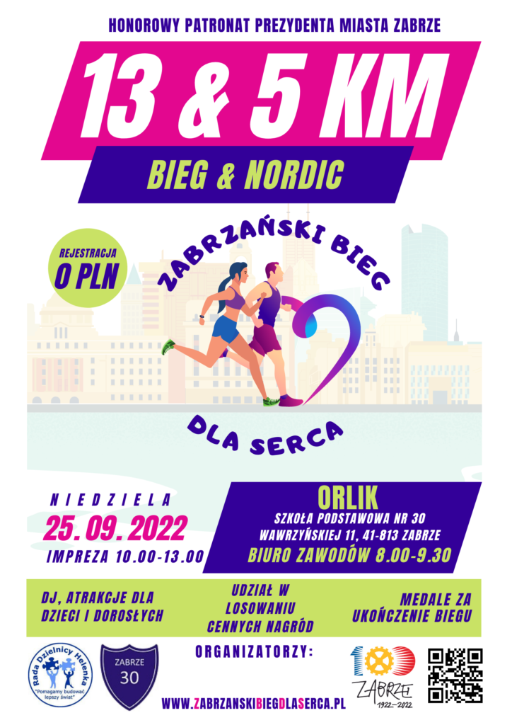 Plakat imprezy Zabrzański Bieg Dla Serca 2022
